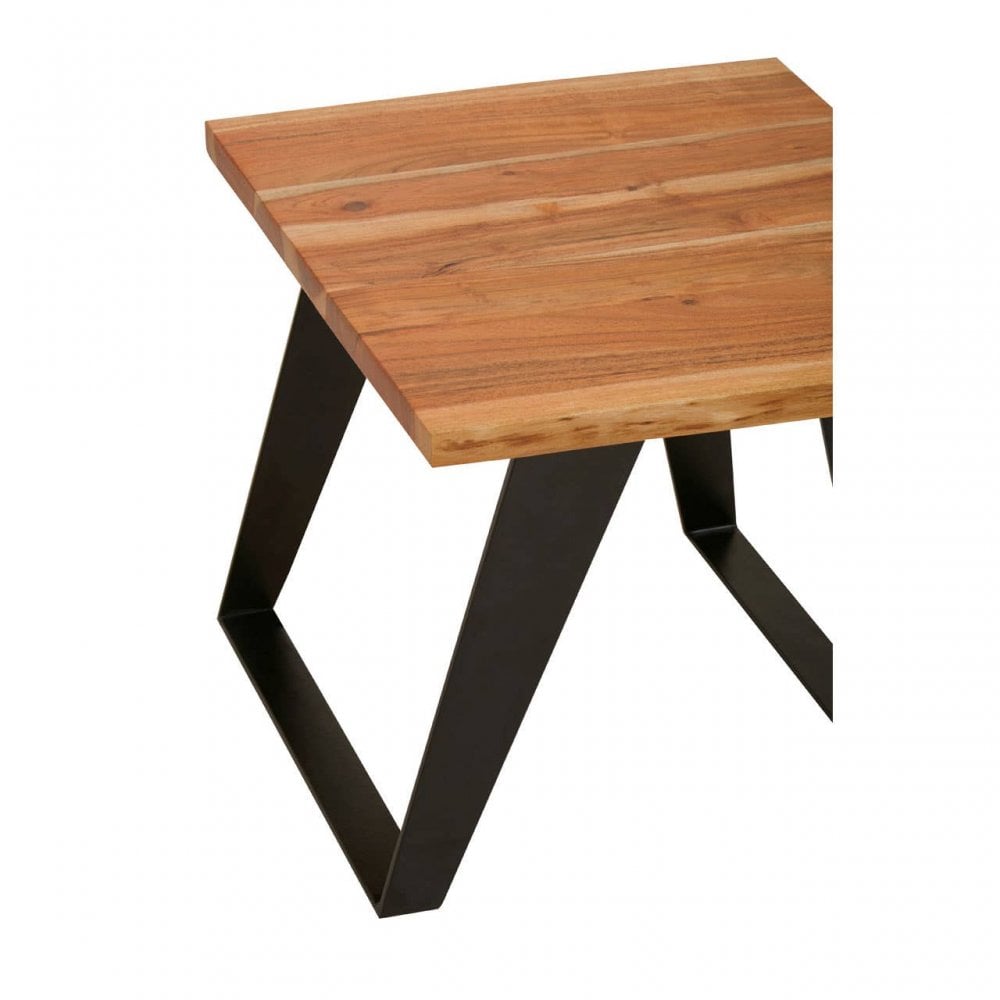Surax Acacia Wood And Looped Iron Base Side Table