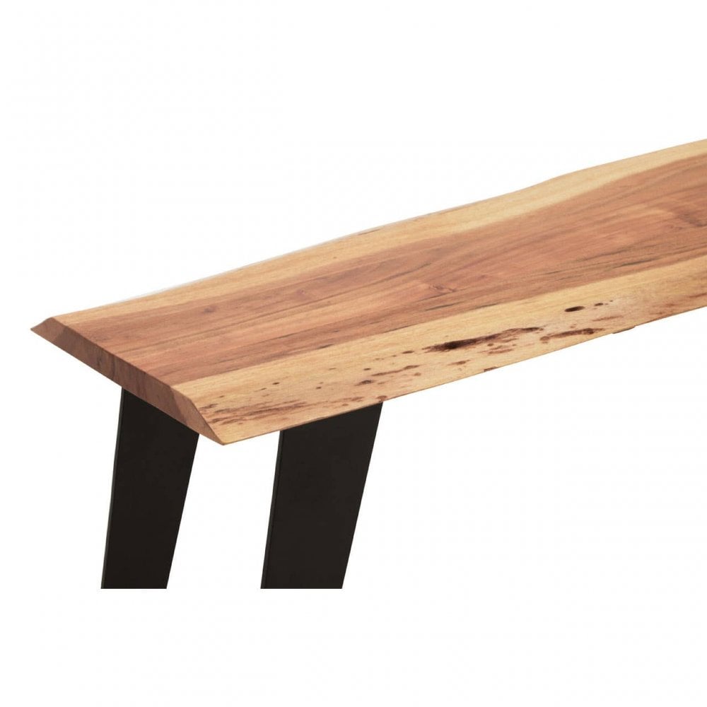 Surax Acacia Wood And Looped Iron Base Bench