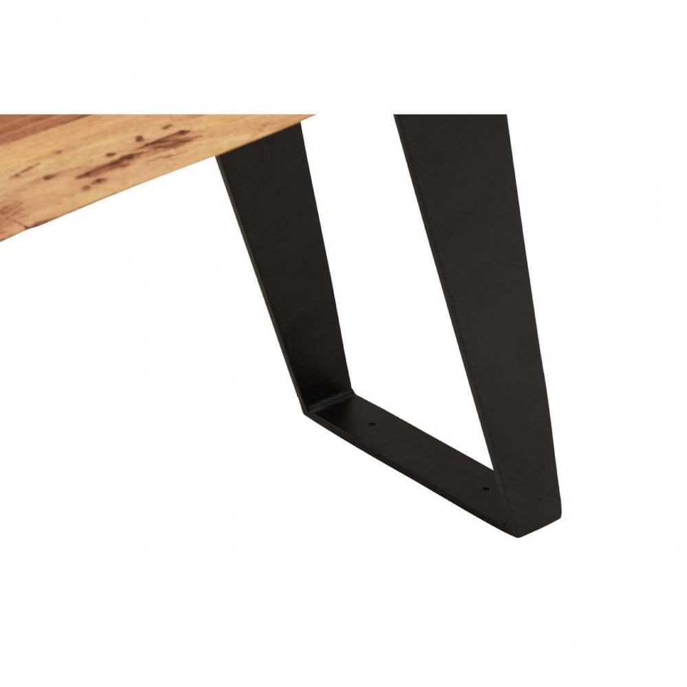 Surax Acacia Wood And Looped Iron Base Bench