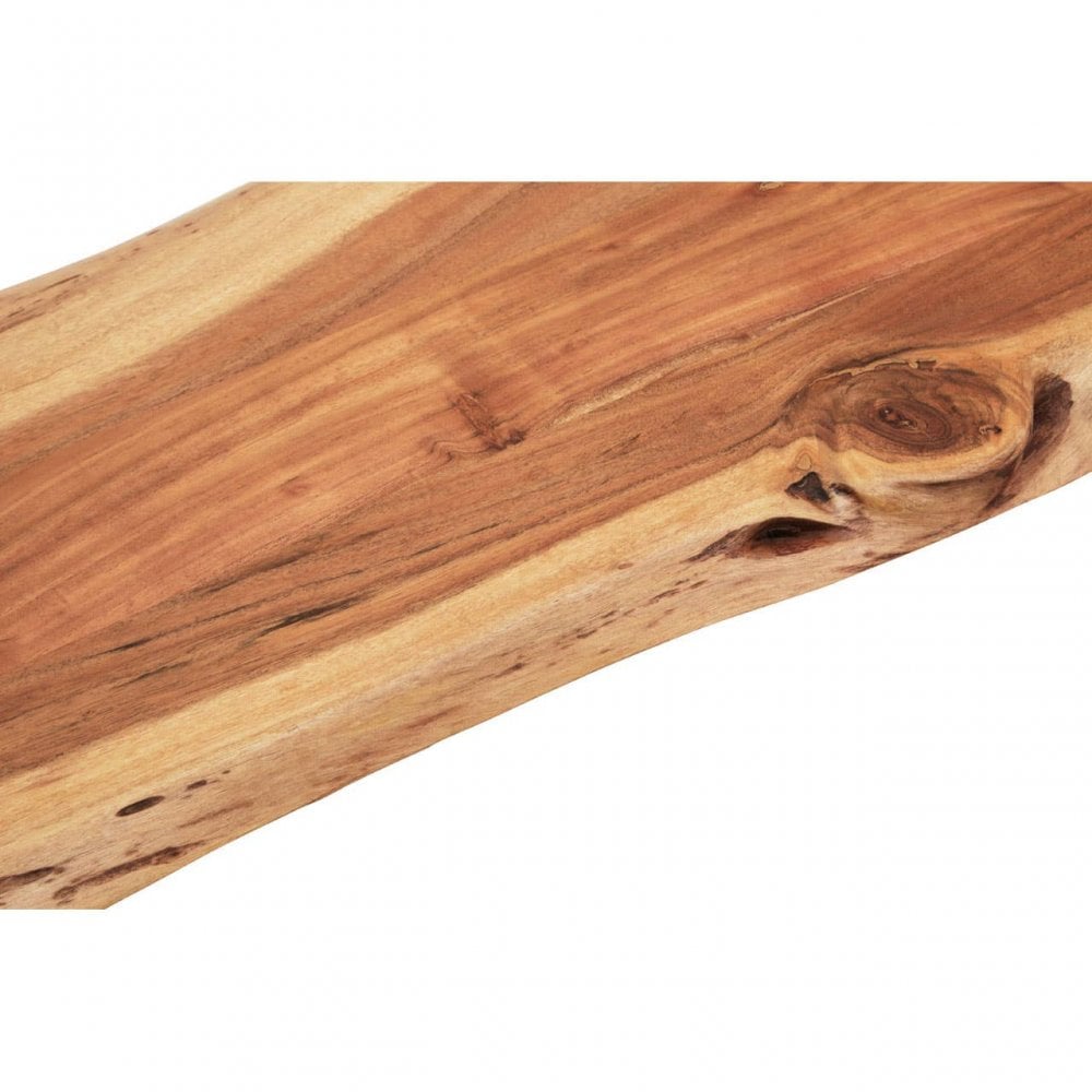 Surax Acacia Wood And Looped Iron Base Bench
