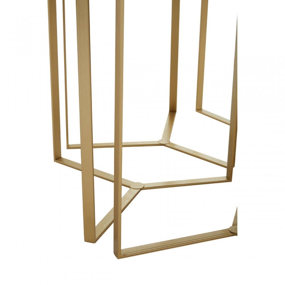 Jodie Six Piece Black Top And Gold Frame Table Set