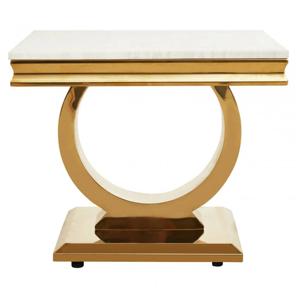 Moda Ivory White Marble Side Table