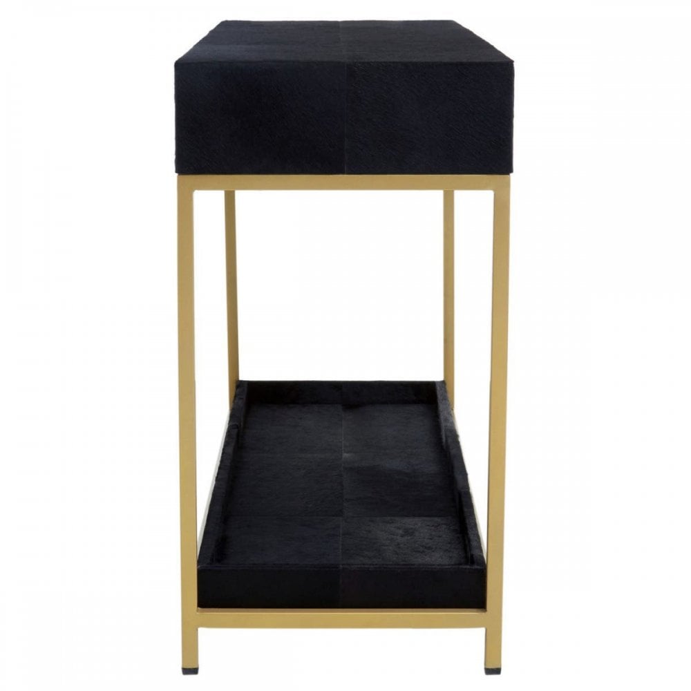 Kensington Townhouse Hair On Hide Black And Gold Console Table