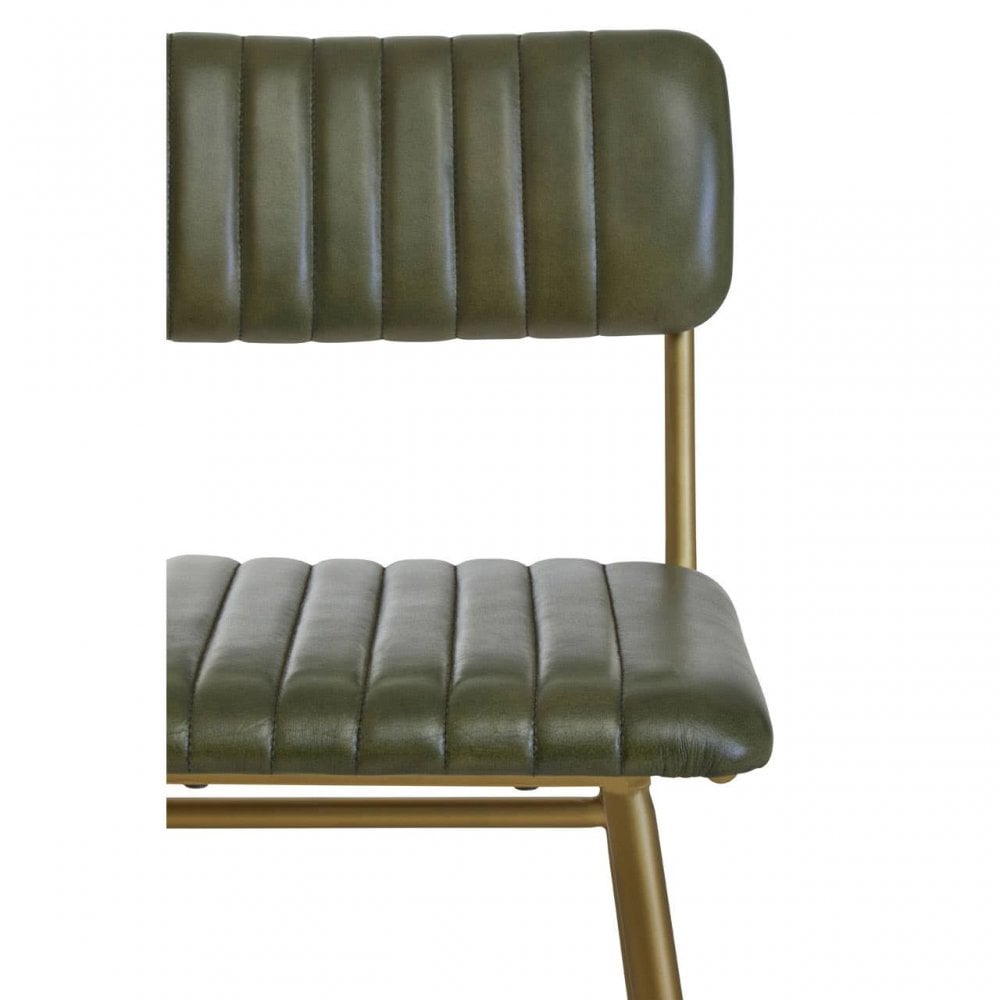 Buffalo Green Leather Angular Bar Chair