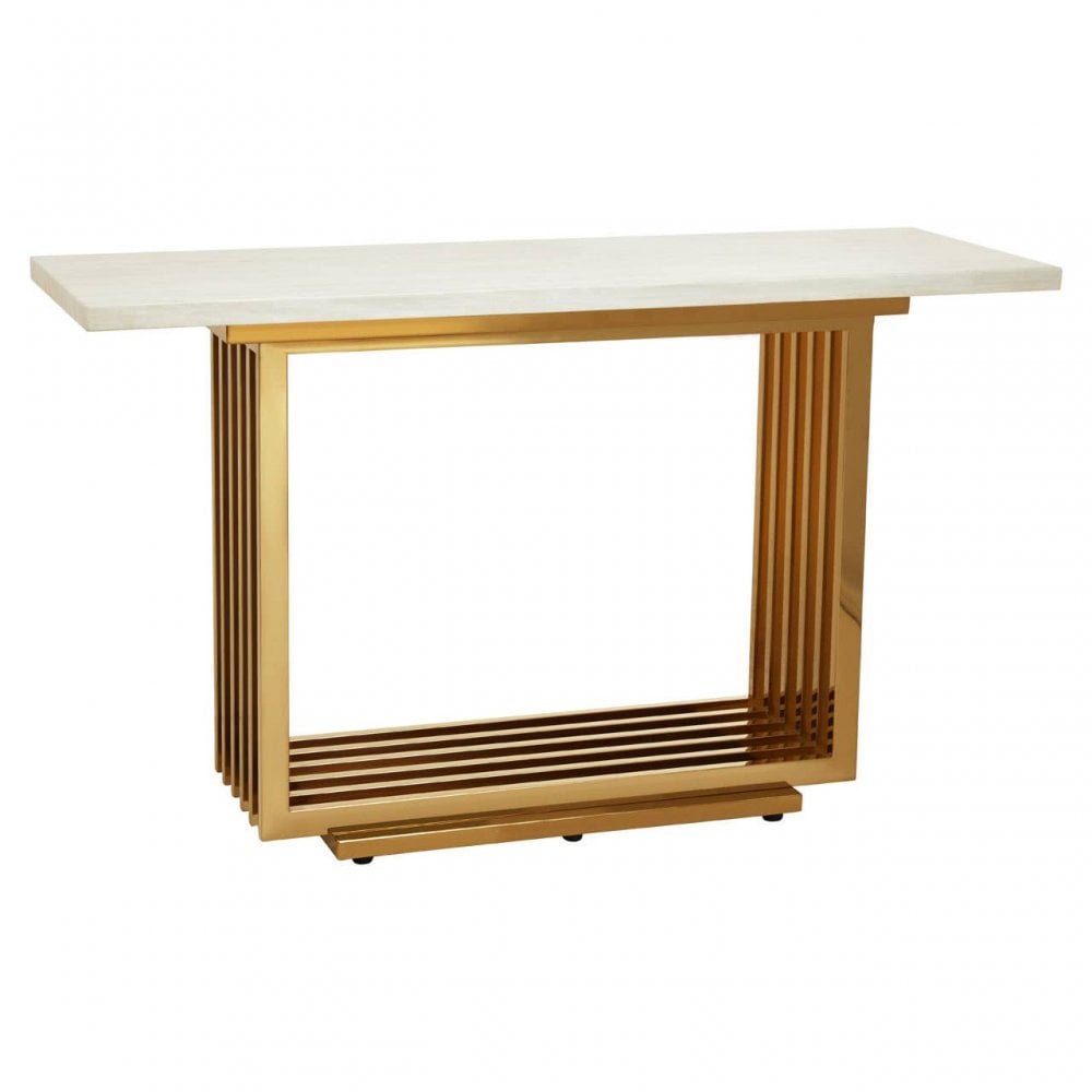 Moda Ivory White Marble Console Table