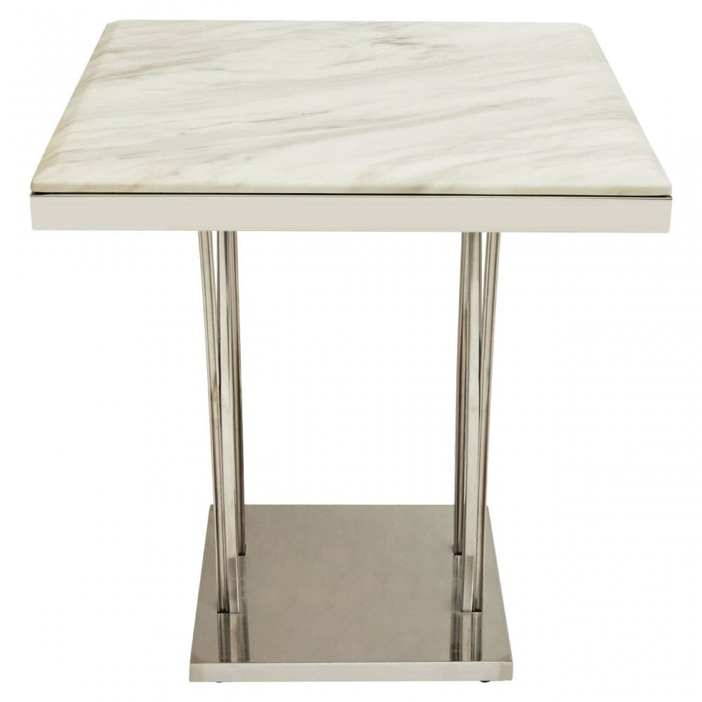 Arenza Black Marble And Silver Side Table.