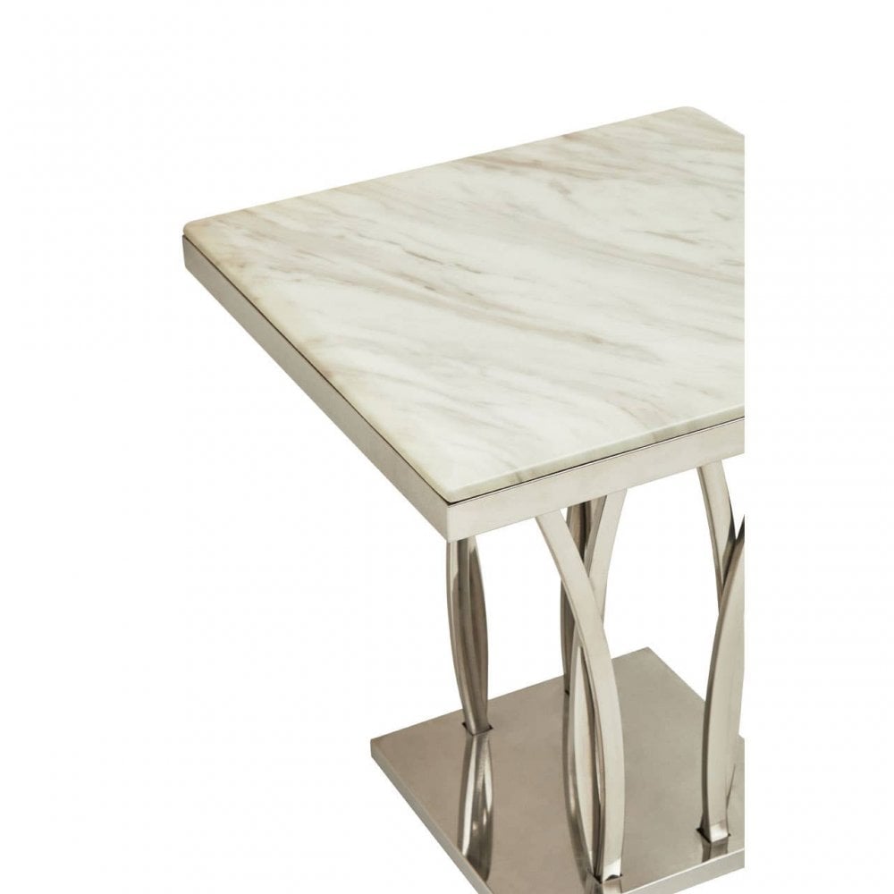 Arenza Black Marble And Silver Side Table.