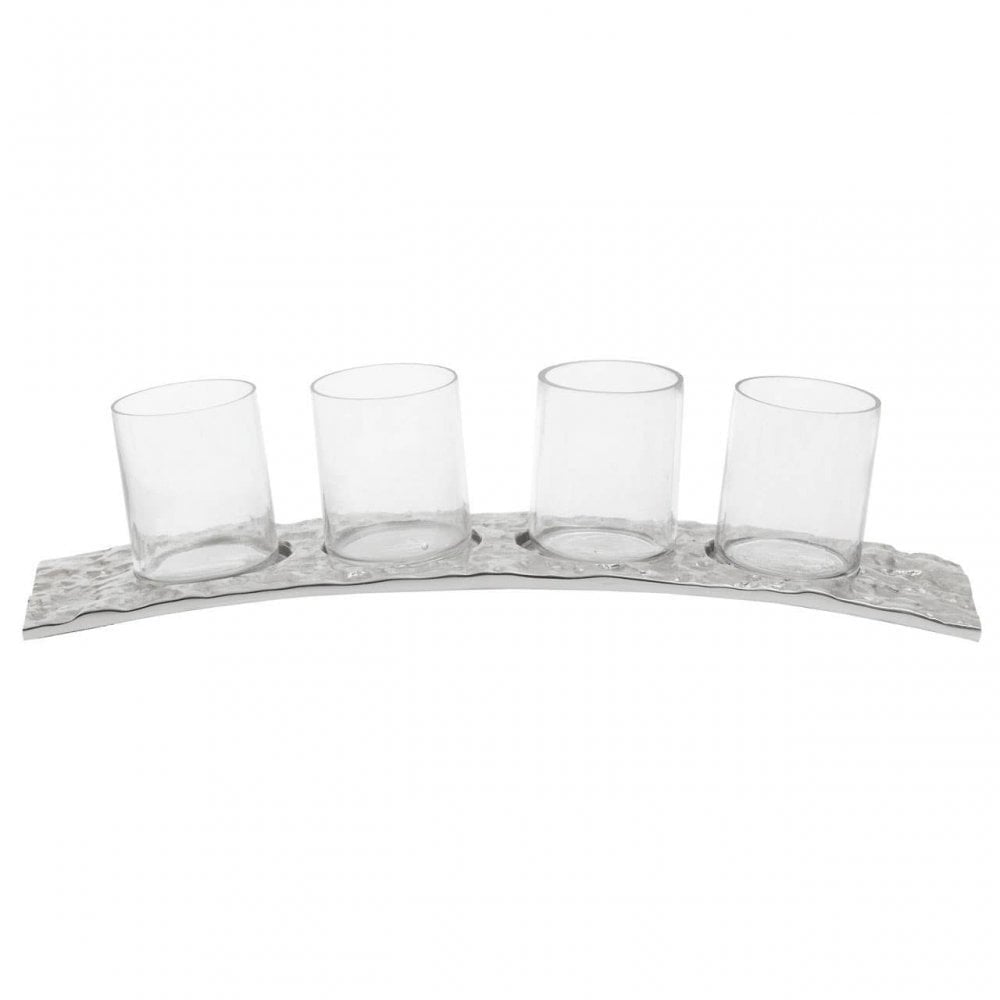 Akola Silver Rectangular 4 Tealight Holder