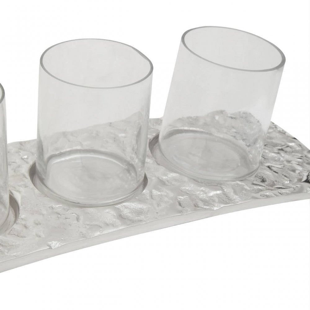 Akola Silver Rectangular 4 Tealight Holder