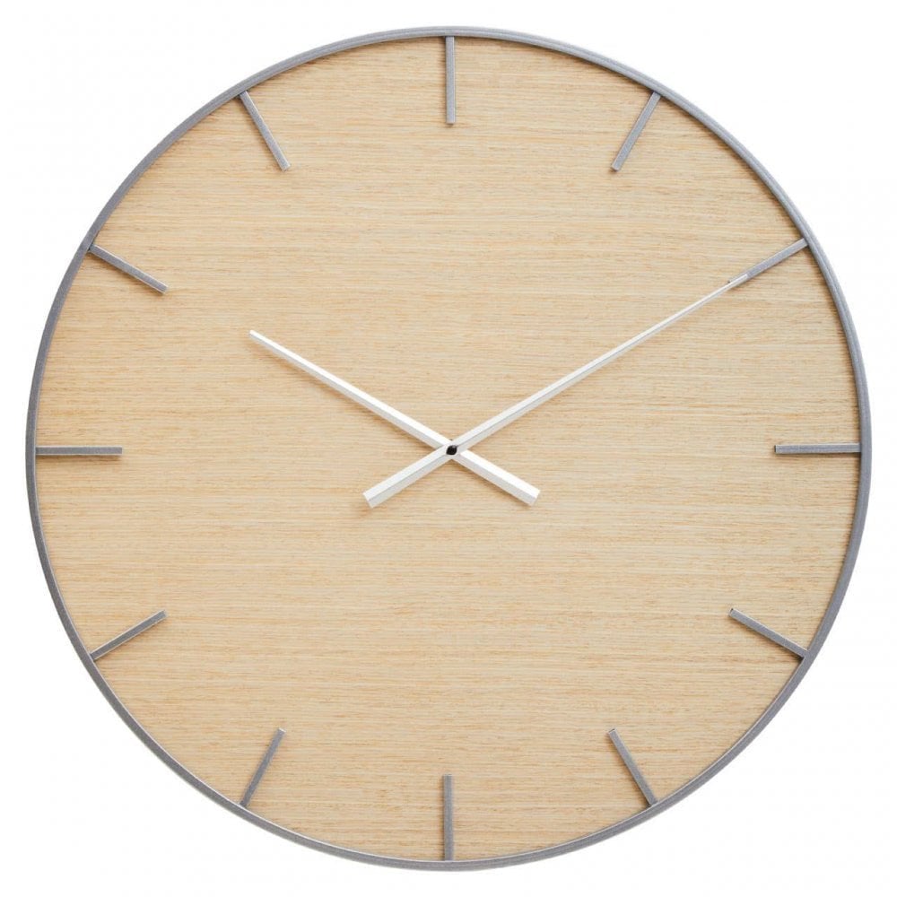 Kent Silver Frame And Wooden Dial Wall Clock