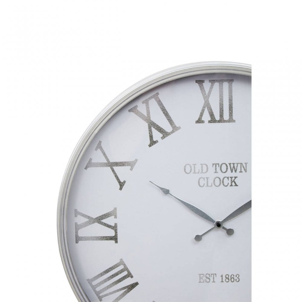 Kent Round White And Silver Wall Clock