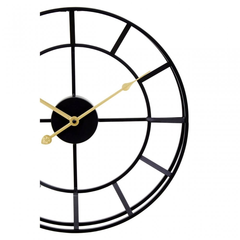 Kent Small Black Frame And Gold Detail Wall Clock