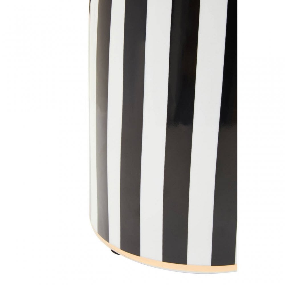 Doria Large Black And White Stripe Ceramic Jar