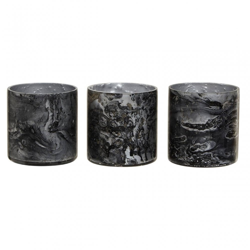 Garan Set Of 3 Grey Tealight Holders