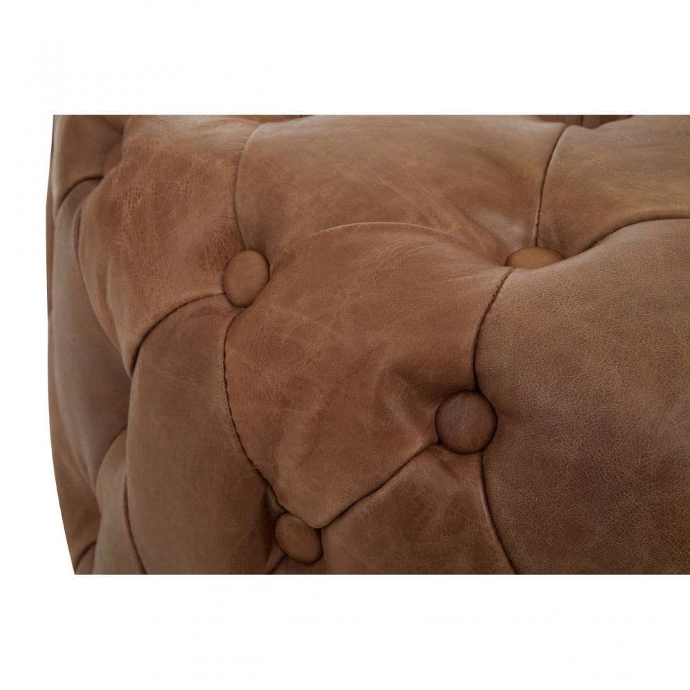 Hoxton Tufted Leather Round Ottoman