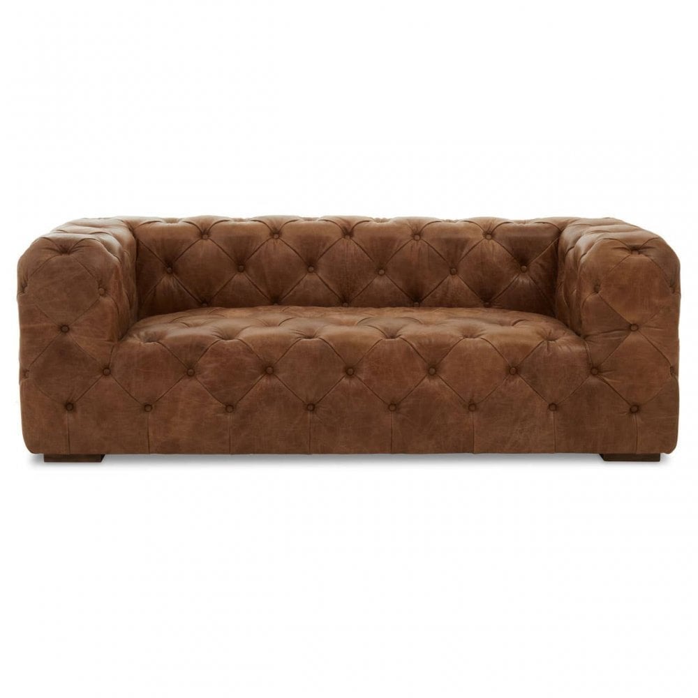 Hoxton Three Seat Tufted Leather Sofa