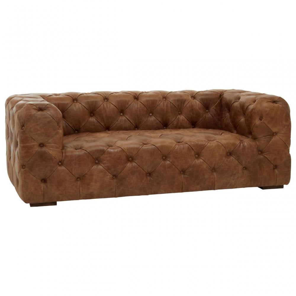 Hoxton Three Seat Tufted Leather Sofa