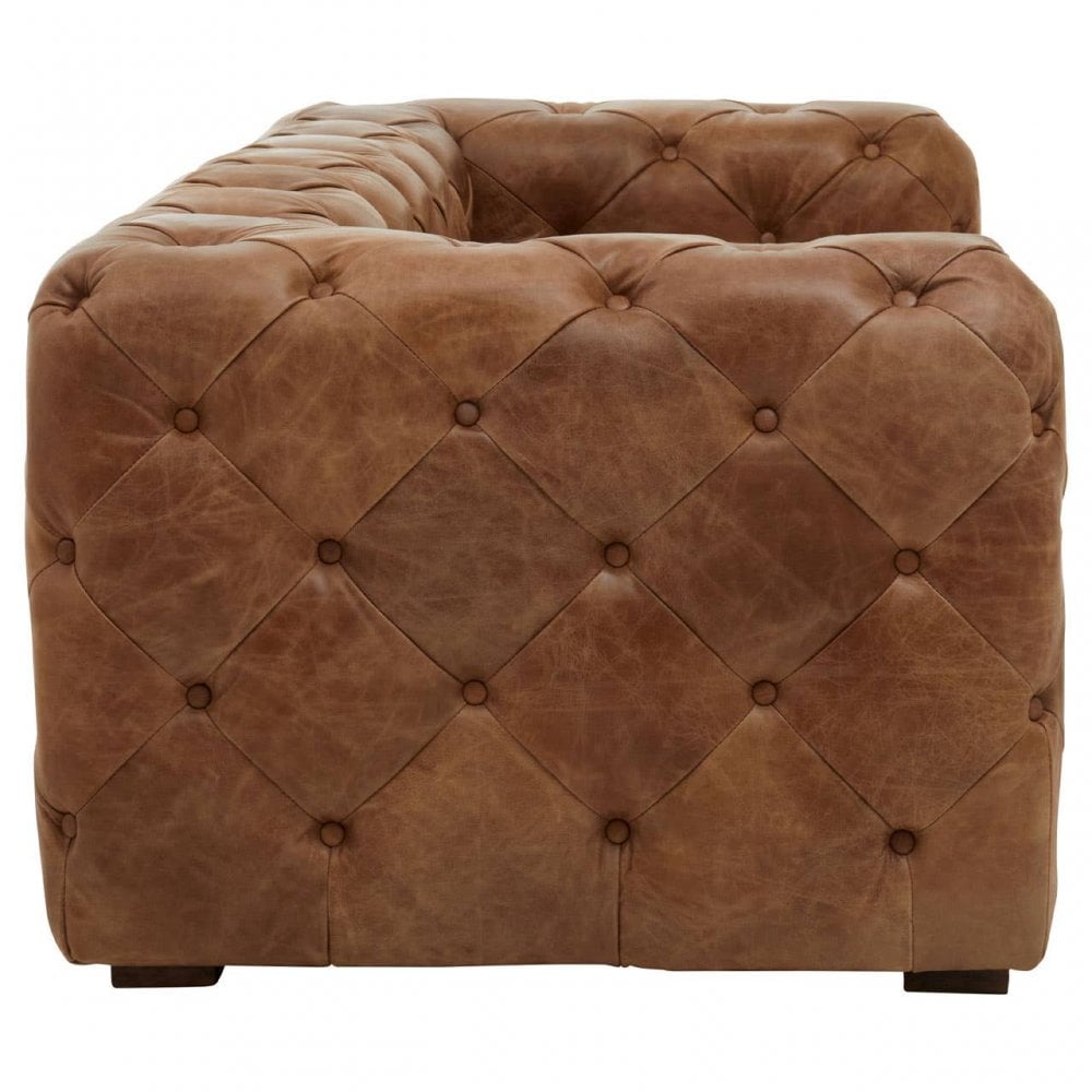 Hoxton Three Seat Tufted Leather Sofa