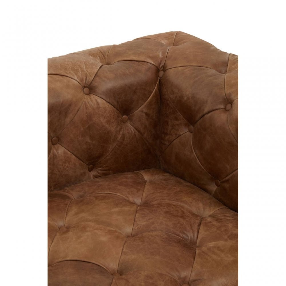 Hoxton Three Seat Tufted Leather Sofa