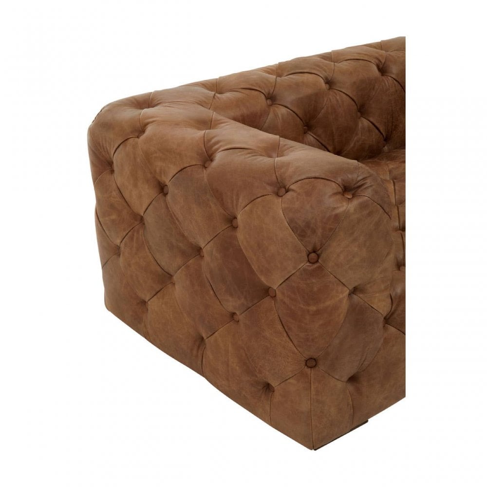Hoxton Three Seat Tufted Leather Sofa