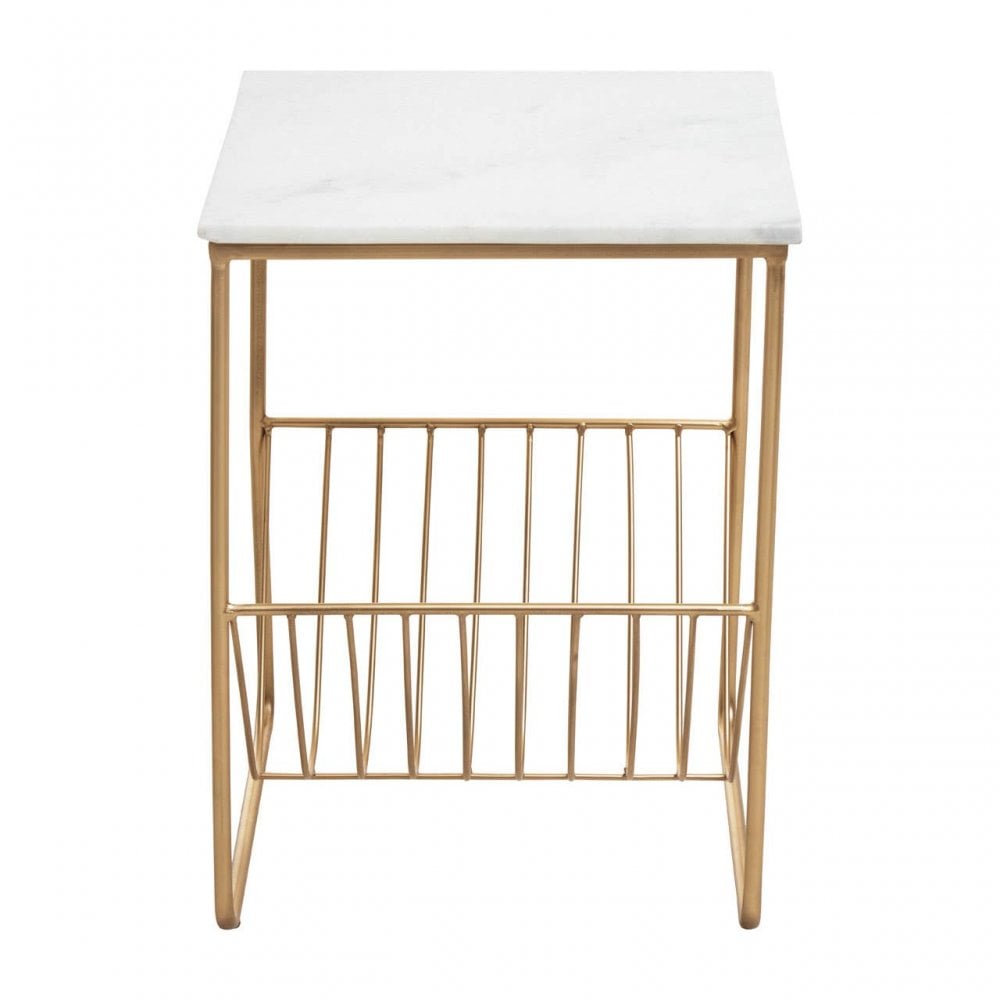 Mandoli White Marble Rack Side Table