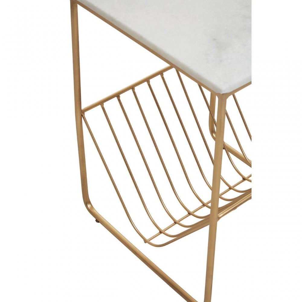 Mandoli White Marble Rack Side Table