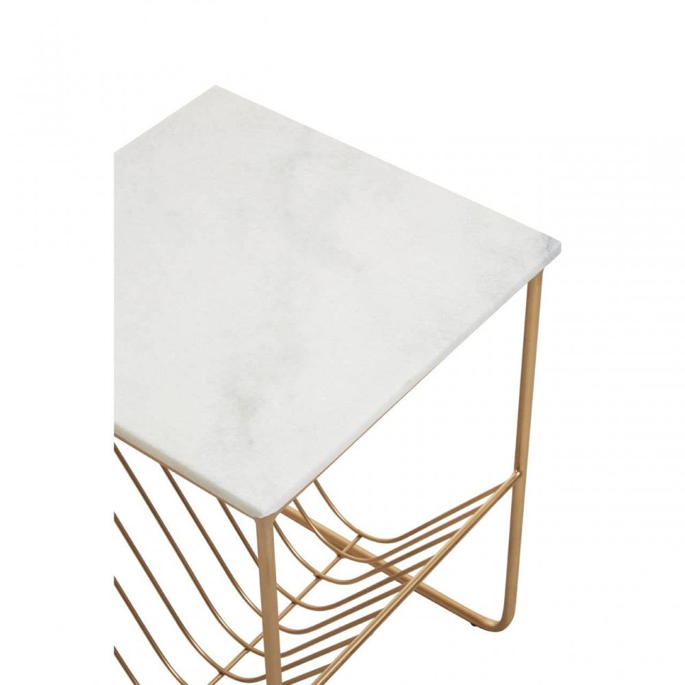 Mandoli White Marble Rack Side Table