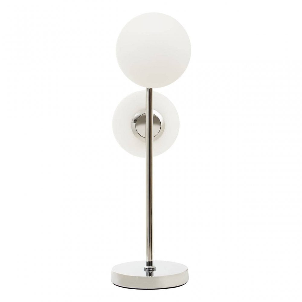 Karter White Glass With Chrome Table Lamp