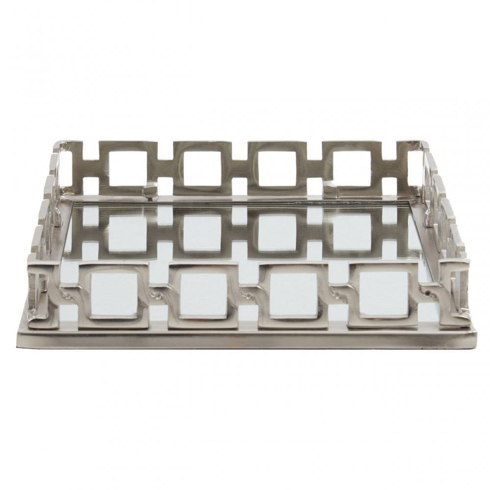 Rhoda Square Nickle Finish Mirror Tray