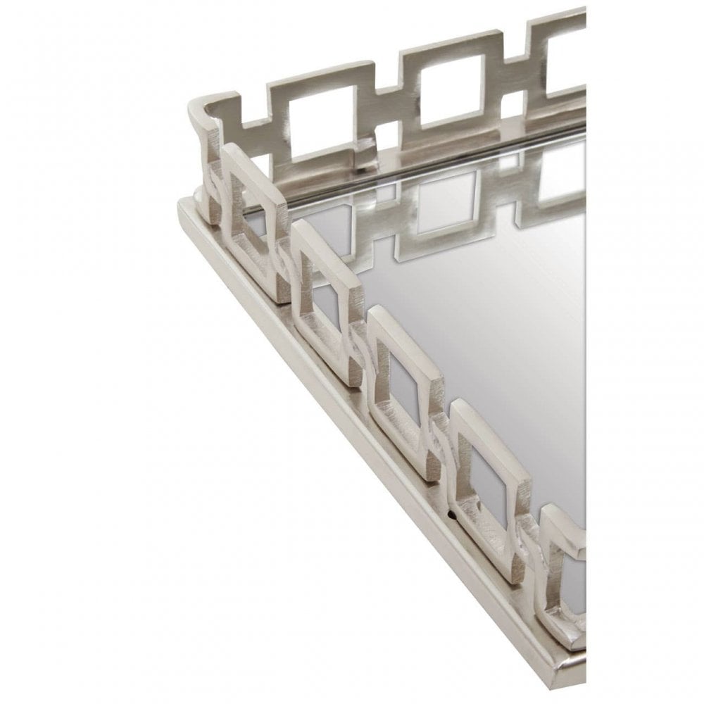 Rhoda Square Nickle Finish Mirror Tray