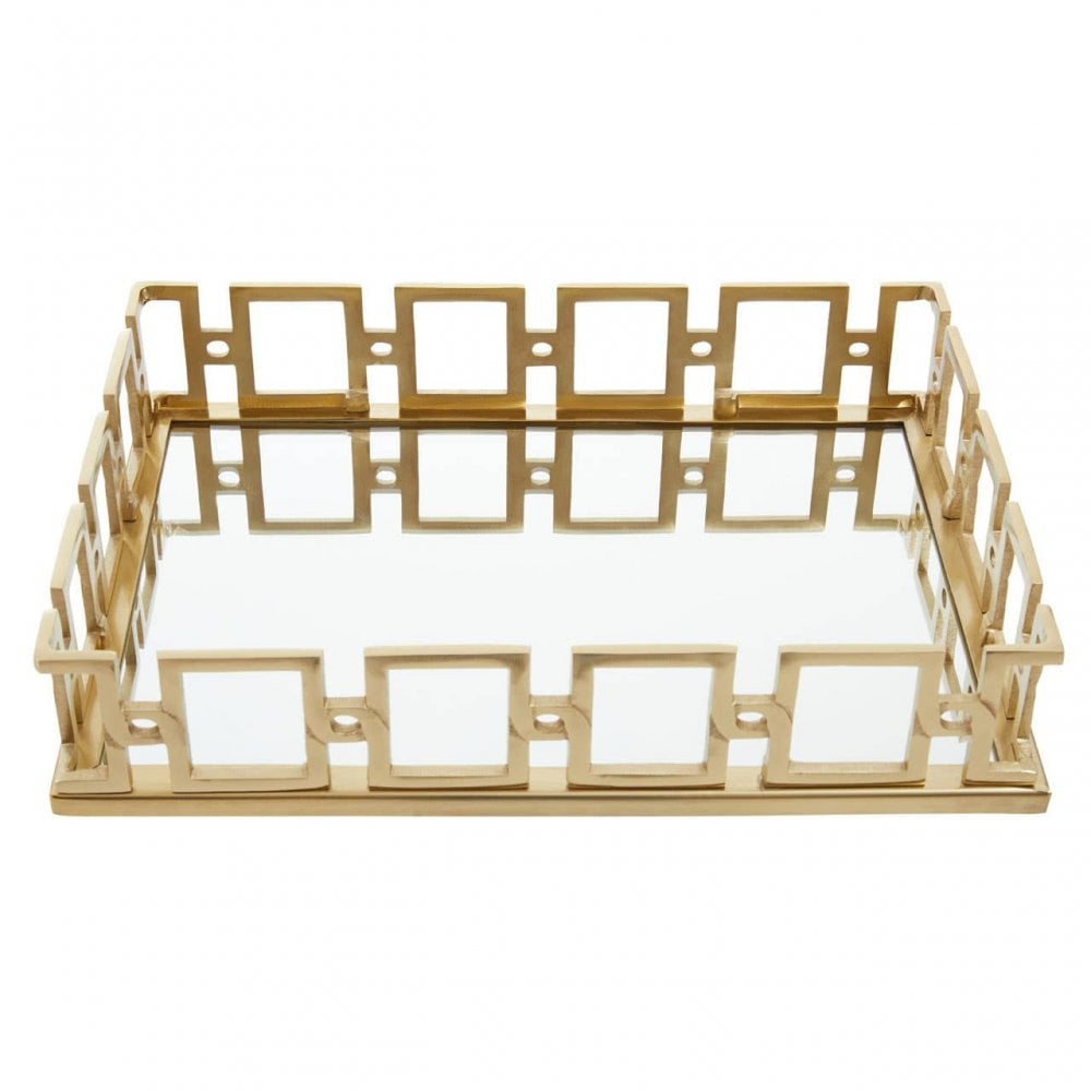 Rhoda Rectangle Gold Mirror Tray