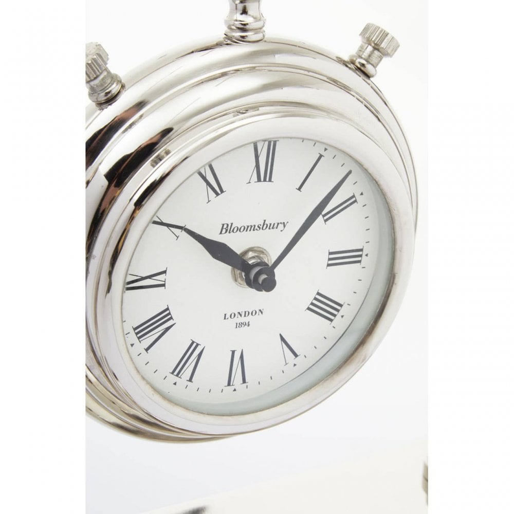 Hampstead Small Silver And Antique Brass Mantel Clock