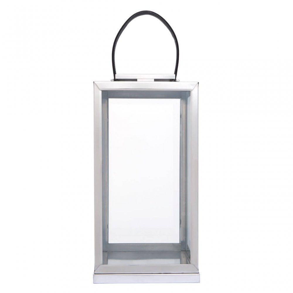 Herber Large Silver Steel With Hair On Leather Handle Lantern