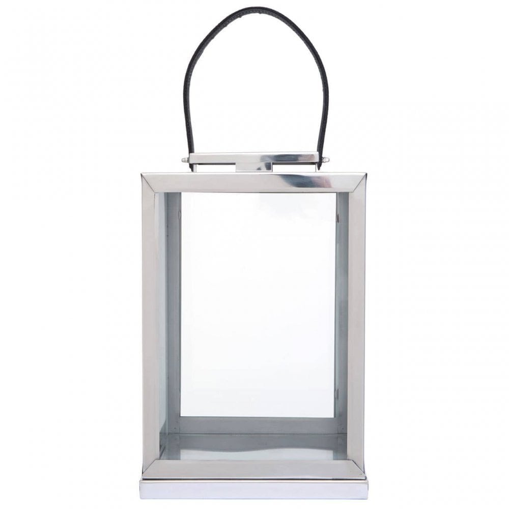 Herber Small Silver Steel With Hair On Leather Handle Lantern