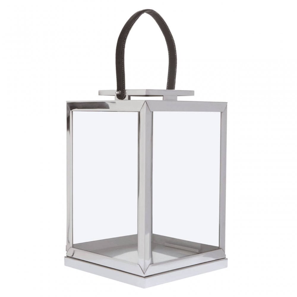 Herber Small Silver Steel With Hair On Leather Handle Lantern