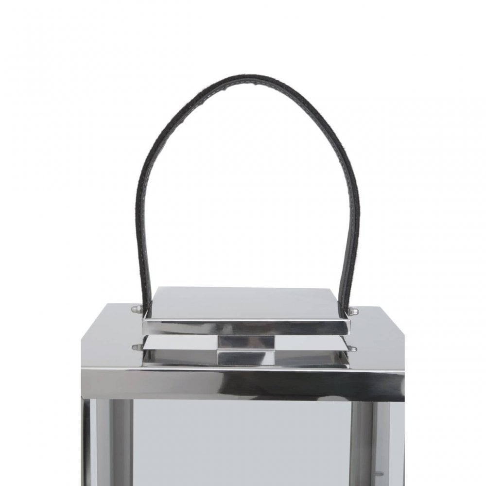 Herber Small Silver Steel With Hair On Leather Handle Lantern
