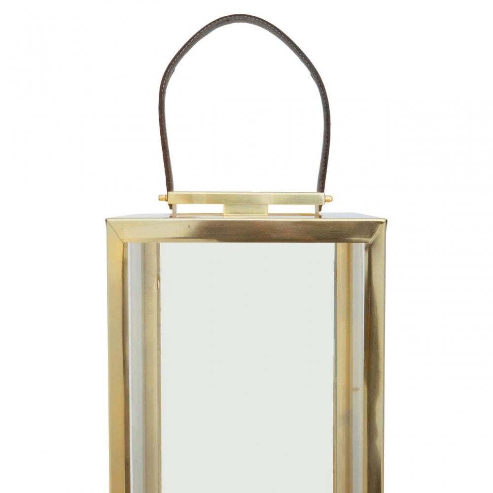 Herber Large Gold Steel With Hair On Leather Handle Lantern