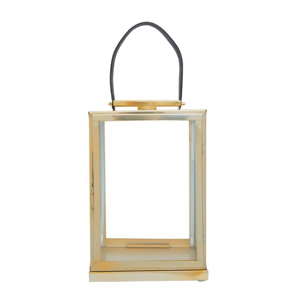 Herber Small Gold Steel With Hair On Leather Handle Lantern