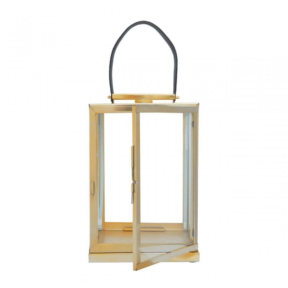 Herber Small Gold Steel With Hair On Leather Handle Lantern