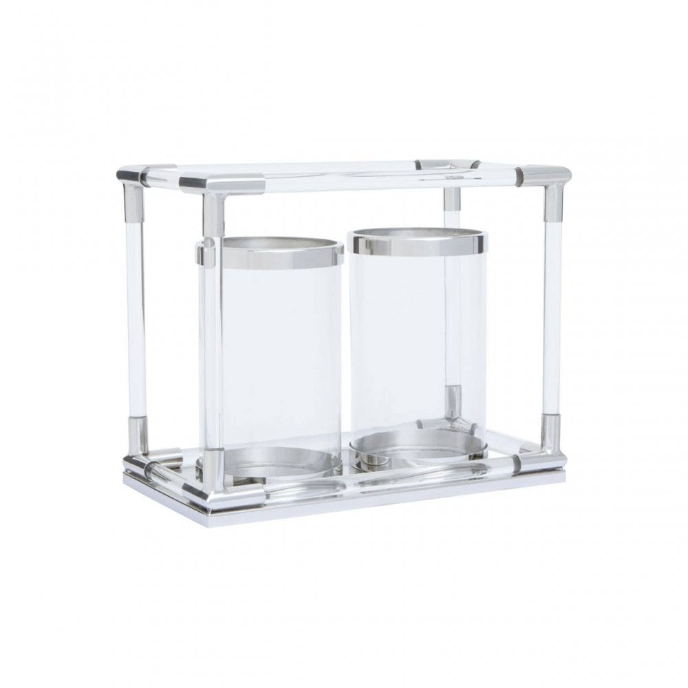 Lucita Double Silver Steel And Acrylic Lantern