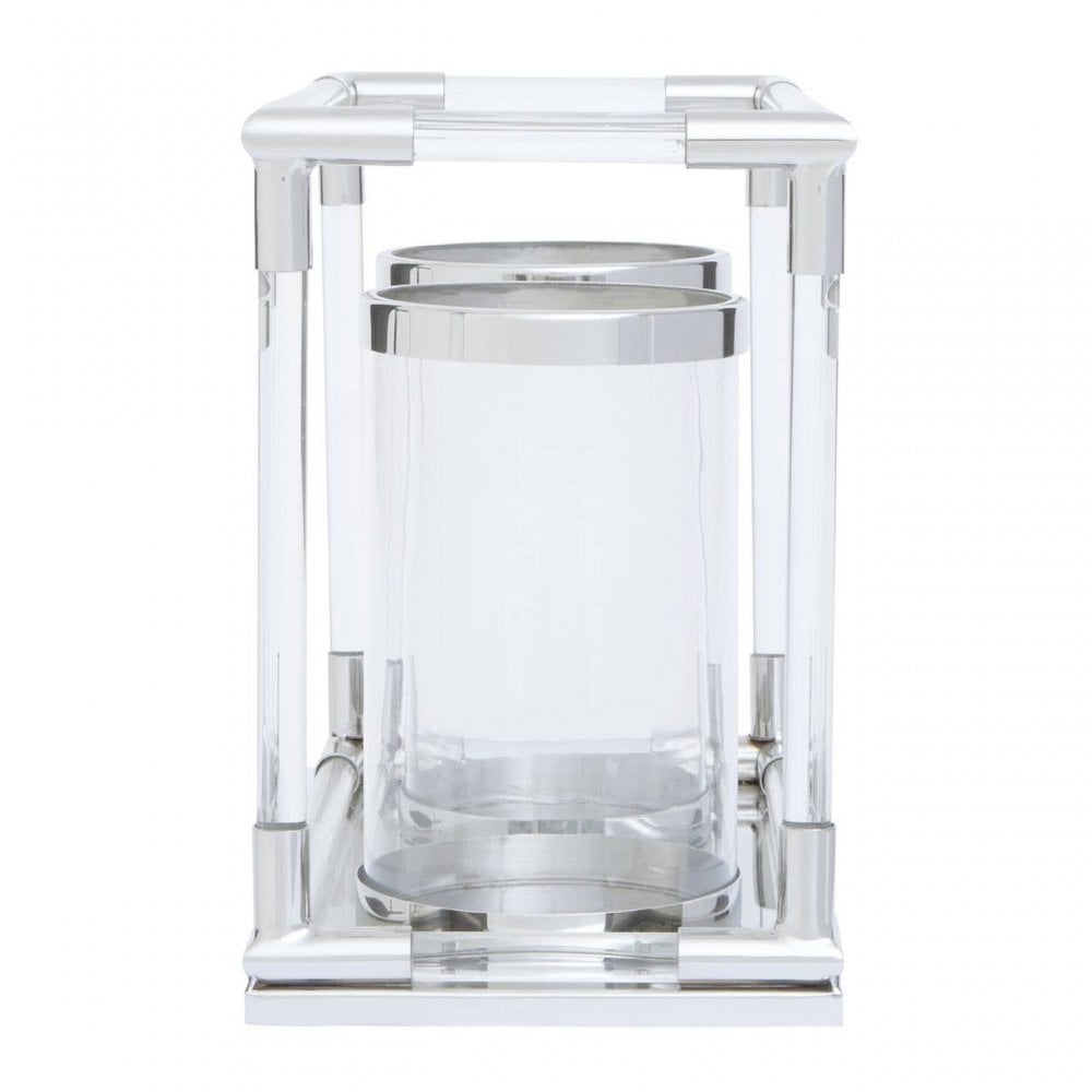 Lucita Double Silver Steel And Acrylic Lantern