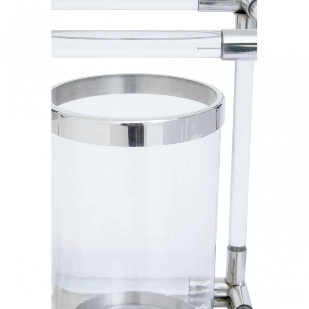 Lucita Double Silver Steel And Acrylic Lantern