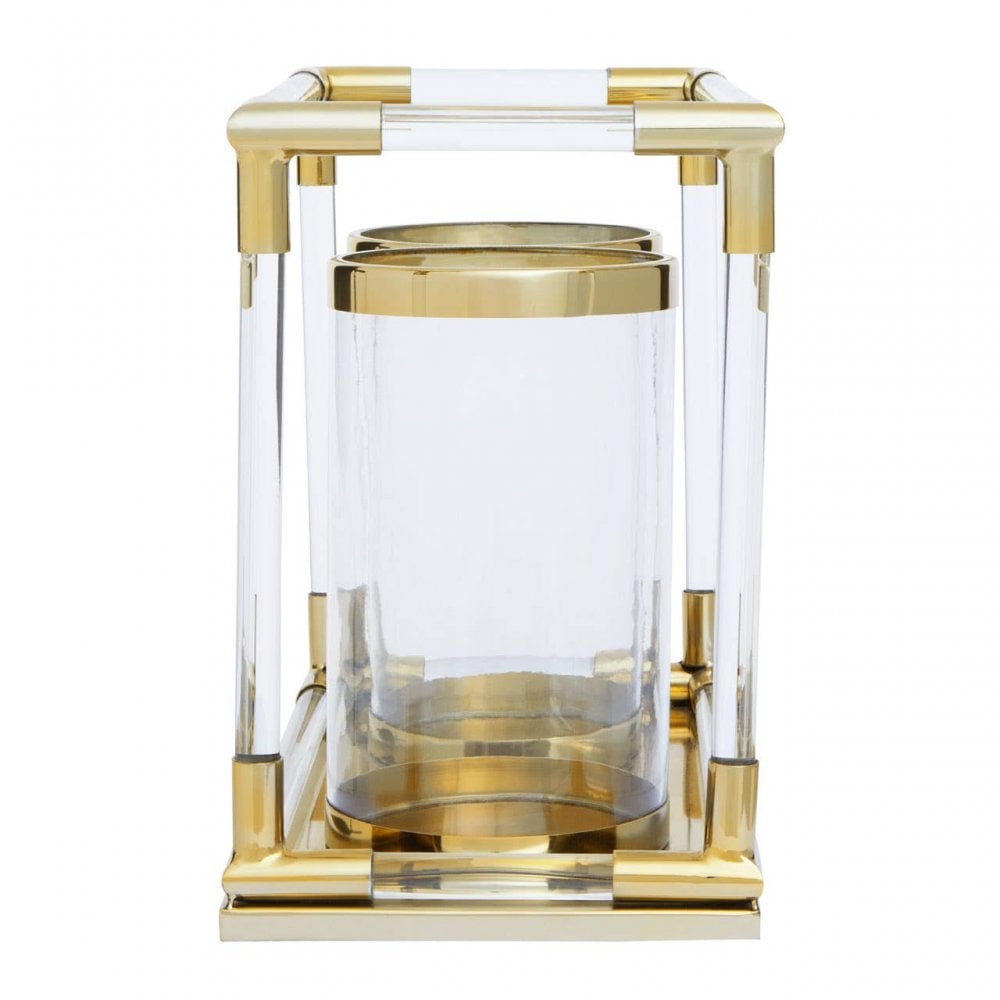 Lucita Double Gold Steel And Acrylic Lantern