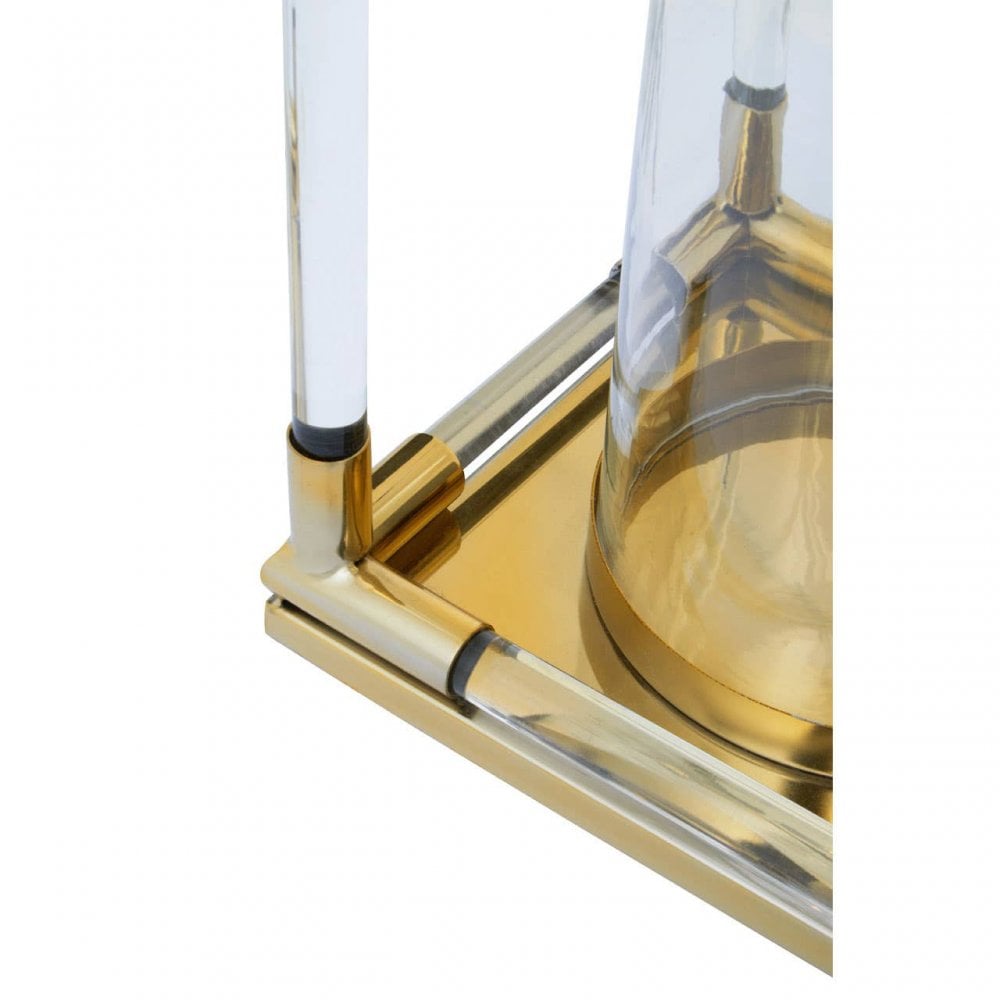 Lucita Double Gold Steel And Acrylic Lantern