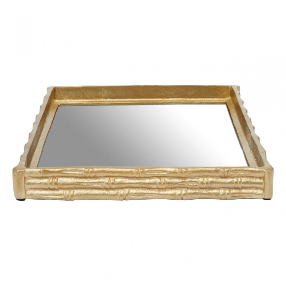 Hiba Gold Finish Mirrored Tray