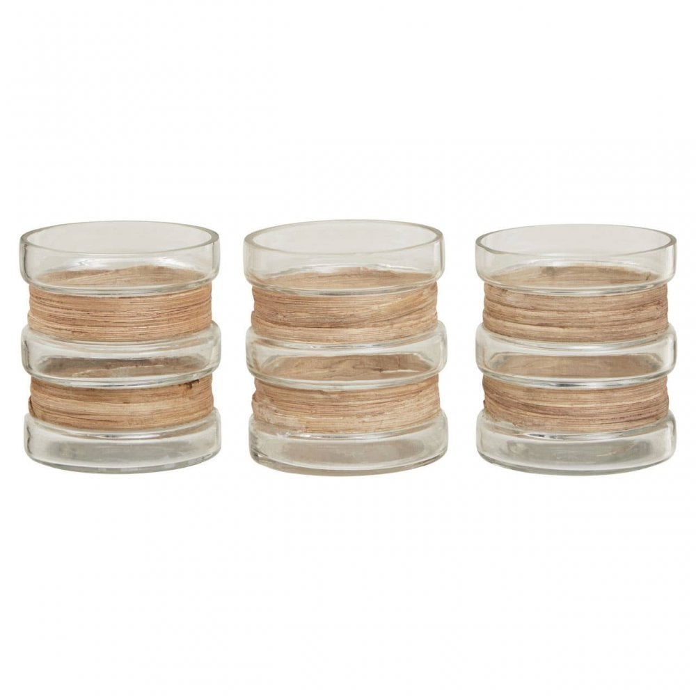 Kuta Set Of 3 Natural Tealight Holders