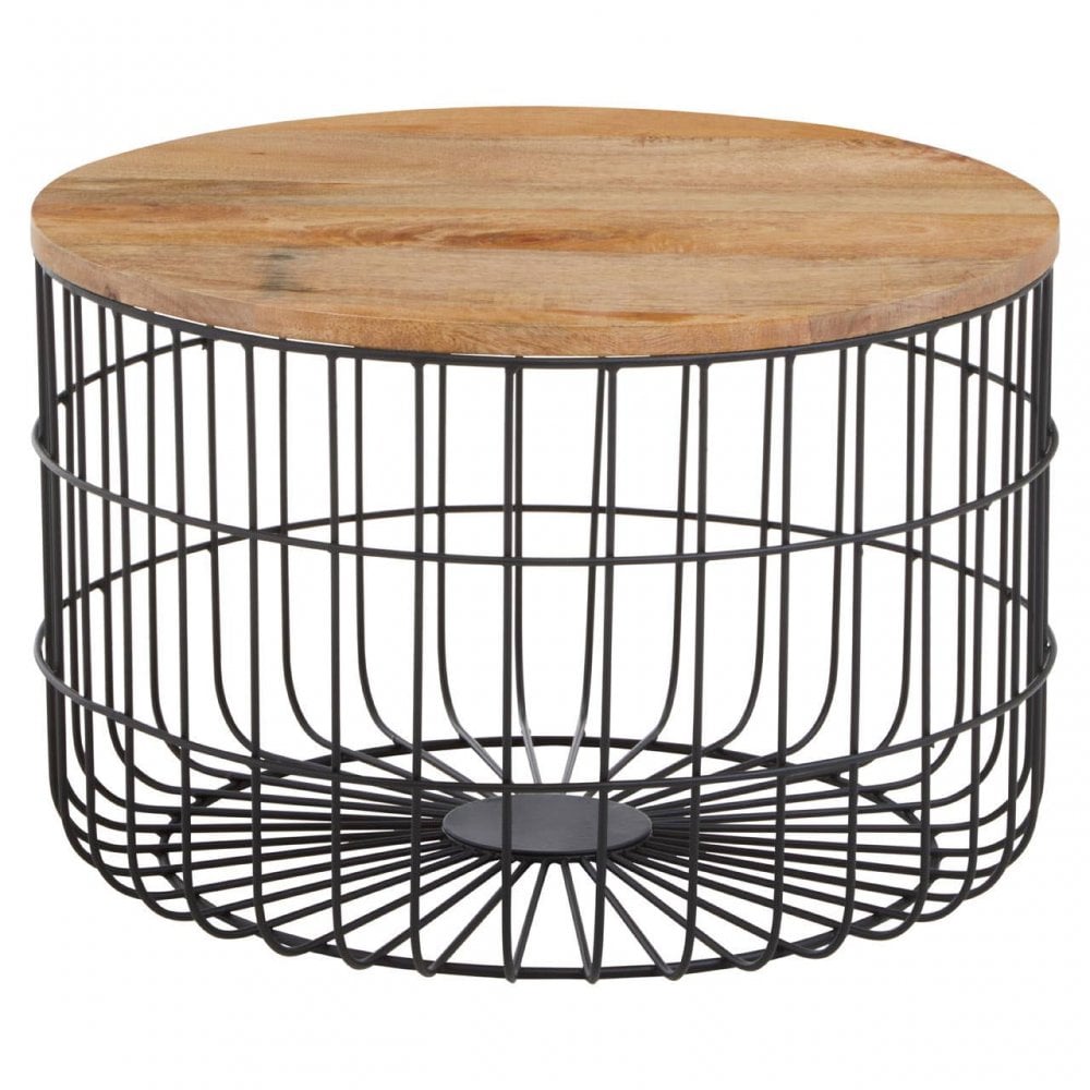 Pali Wooden Side Table With Black Base