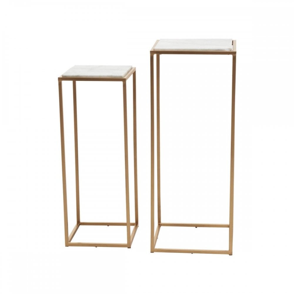 Mandoli Nest Of 2 White Marble Side Tables