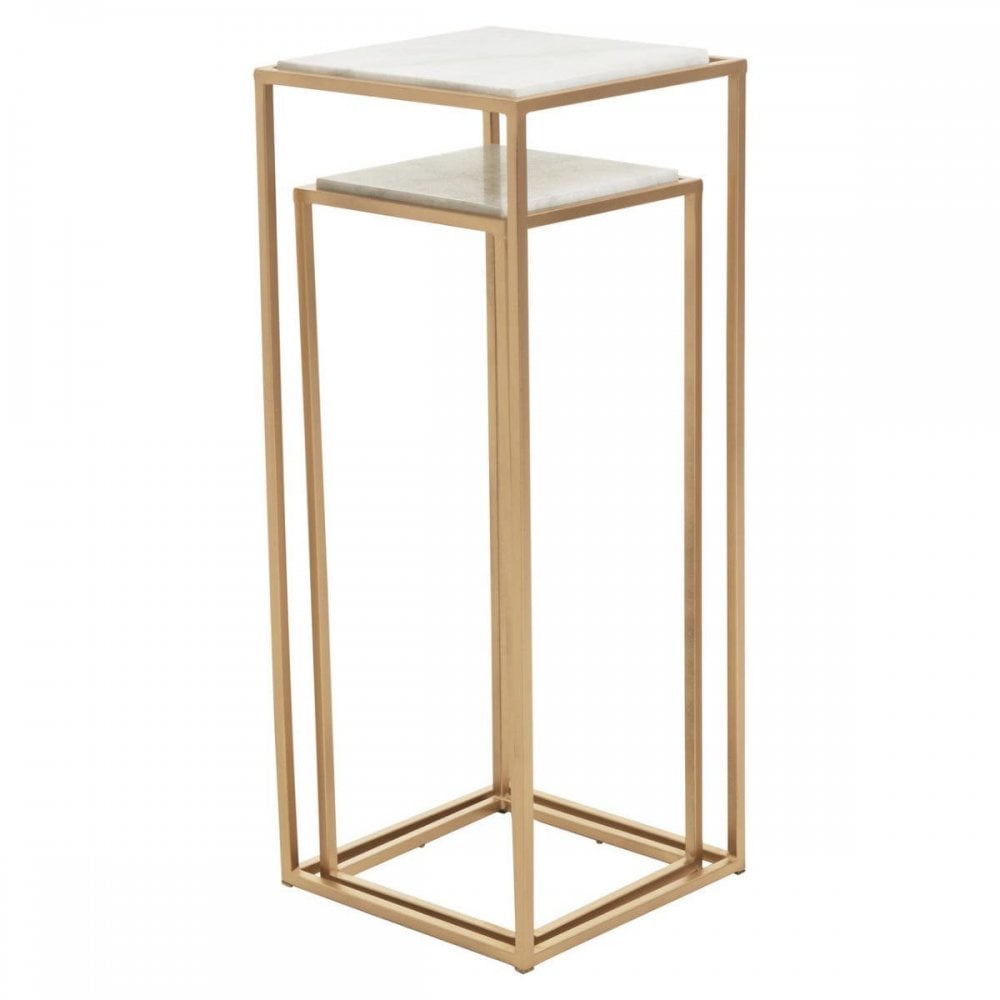 Mandoli Nest Of 2 White Marble Side Tables