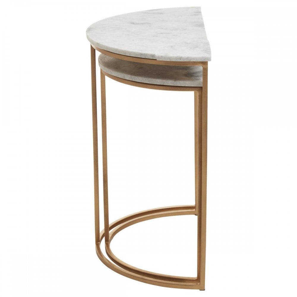 Mandoli Nest Of 2 White Marble Side Tables
